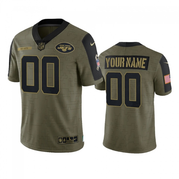 New York Jets Custom Olive 2021 Salute To Service Limited Jersey