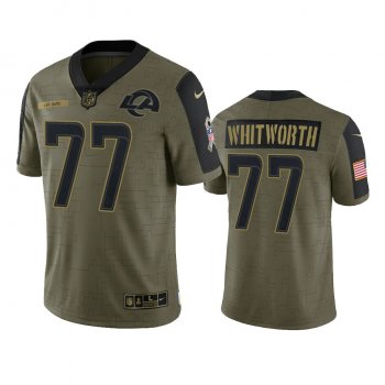 Los Angeles Rams Andrew Whitworth Olive 2021 Salute To Service Limited Jersey