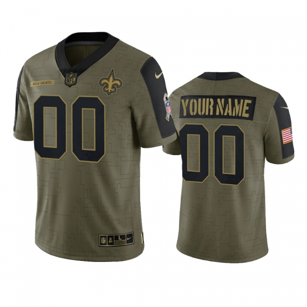 New Orleans Saints Custom Olive 2021 Salute To Service Limited Jersey