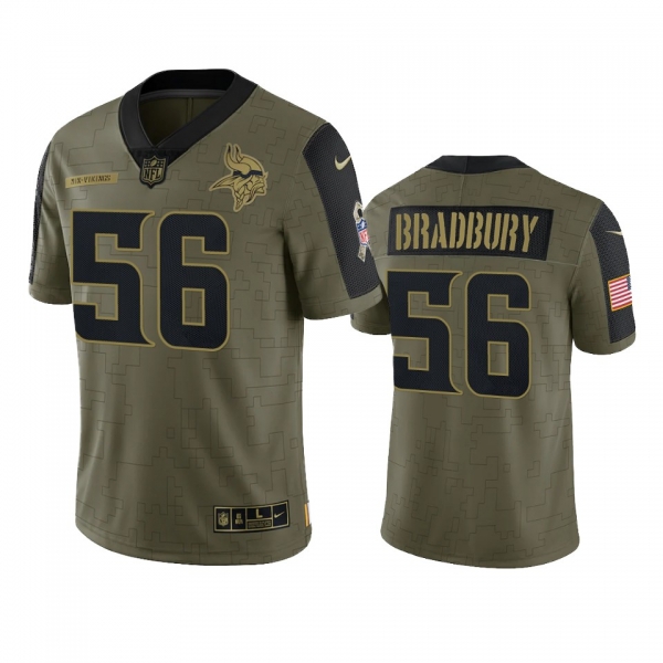 Minnesota Vikings Garrett Bradbury Olive 2021 Salute To Service Limited Jersey