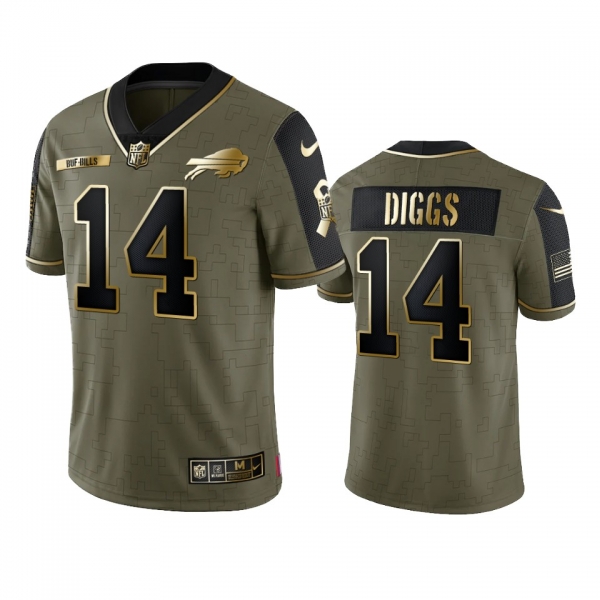 Buffalo Bills Stefon Diggs Olive Gold 2021 Salute To Service Limited Jersey