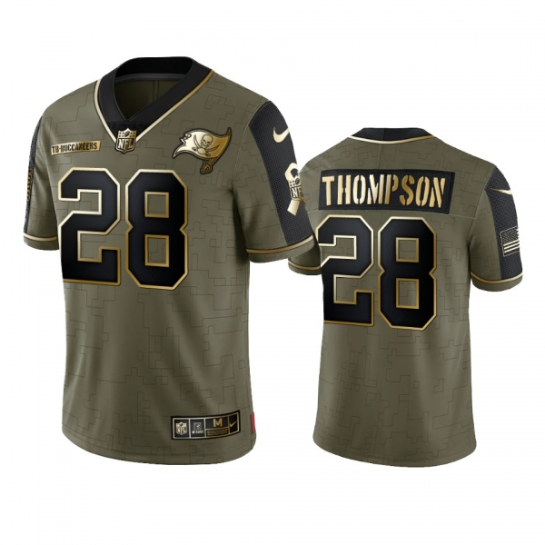 Tampa Bay Buccaneers Darwin Thompson Olive Gold 2021 Salute To Service Limited Jersey