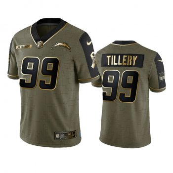 Los Angeles Chargers Jerry Tillery Olive Gold 2021 Salute To Service Limited Jersey