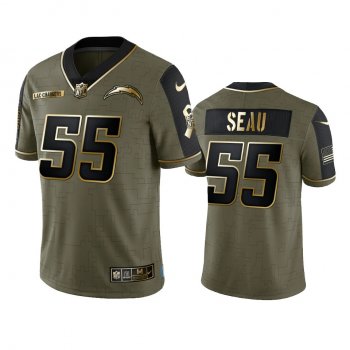 Los Angeles Chargers Junior Seau Olive Gold 2021 Salute To Service Limited Jersey