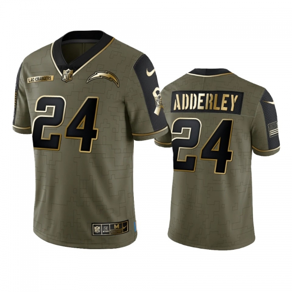 Los Angeles Chargers Nasir Adderley Olive Gold 2021 Salute To Service Limited Jersey