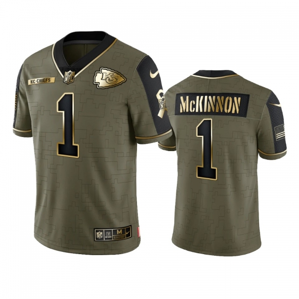 Kansas City Chiefs Jerick McKinnon Olive Gold 2021 Salute To Service Limited Jersey