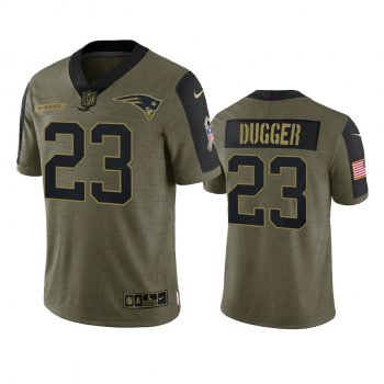 New England Patriots Kyle Dugger Olive 2021 Salute To Service Limited Jersey