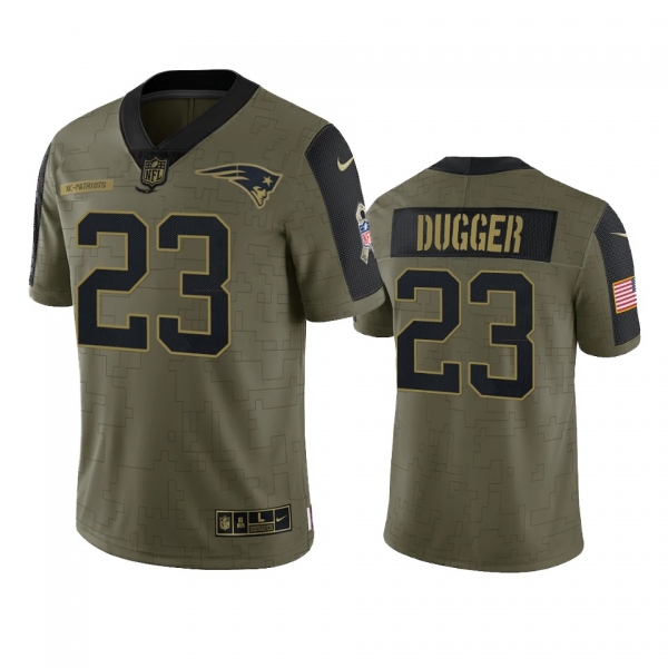 New England Patriots Kyle Dugger Olive 2021 Salute To Service Limited Jersey