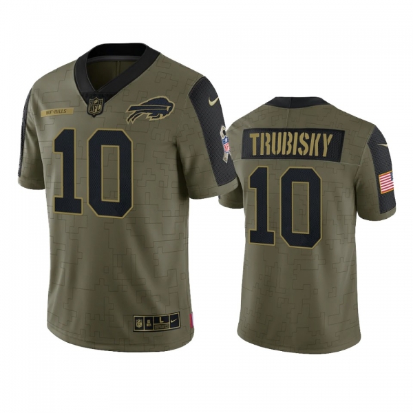 Buffalo Bills Mitchell Trubisky Olive 2021 Salute To Service Limited Jersey