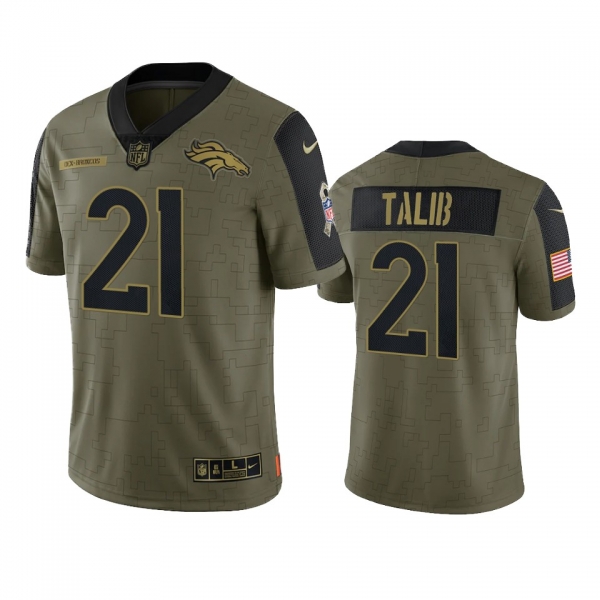 Denver Broncos Aqib Talib Olive 2021 Salute To Service Limited Jersey