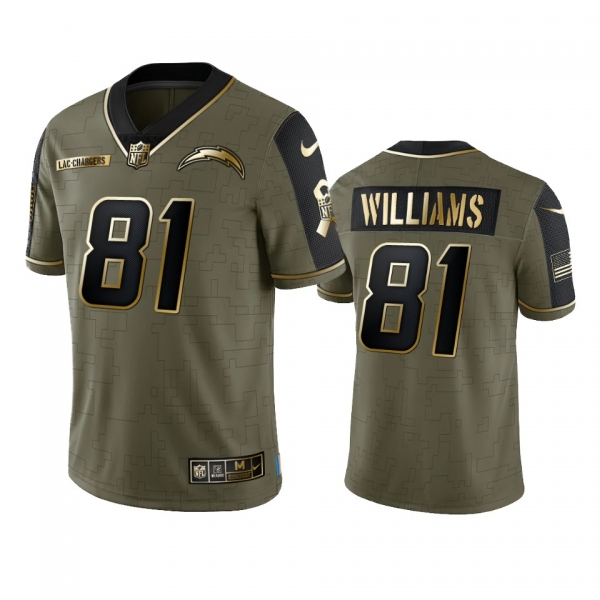 Los Angeles Chargers Mike Williams Olive Gold 2021 Salute To Service Limited Jersey