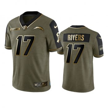 Los Angeles Chargers Philip Rivers Olive Gold 2021 Salute To Service Limited Jersey