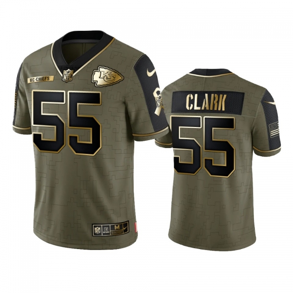 Kansas City Chiefs Frank Clark Olive Gold 2021 Salute To Service Limited Jersey