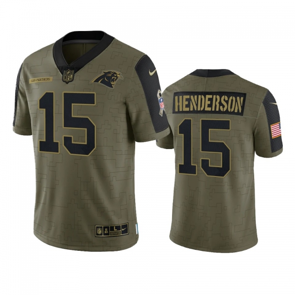 Carolina Panthers C.J. Henderson Olive 2021 Salute To Service Limited Jersey