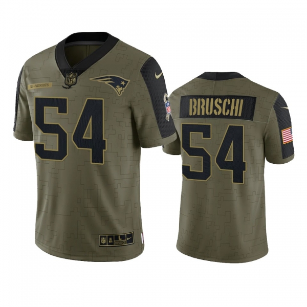 New England Patriots Tedy Bruschi Olive 2021 Salute To Service Limited Jersey