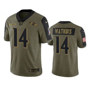 Baltimore Ravens Sammy Watkins Olive 2021 Salute To Service Limited Jersey