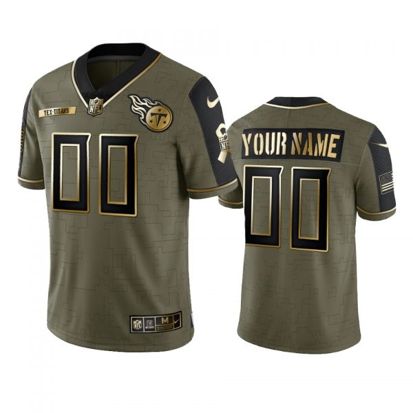 Tennessee Titans Custom Olive Gold 2021 Salute To Service Limited Jersey