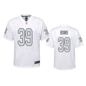 Youth Las Vegas Raiders Nate Hobbs White Color Rush Game Jersey