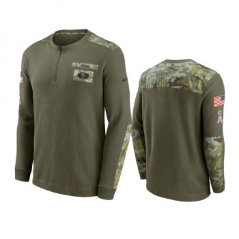 Men's San Francisco 49ers Olive 2021 Salute To Service Henley Thermal T-Shirt