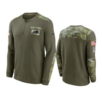 Men's Buffalo Bills Olive 2021 Salute To Service Henley Thermal T-Shirt