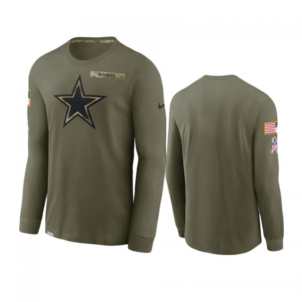 Dallas Cowboys Olive 2021 Salute To Service Performance Long Sleeve T-Shirt