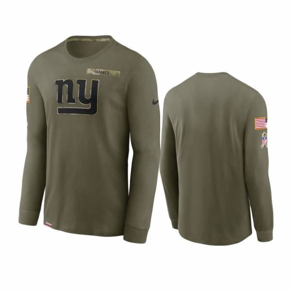 New York Giants Olive 2021 Salute To Service Performance Long Sleeve T-Shirt