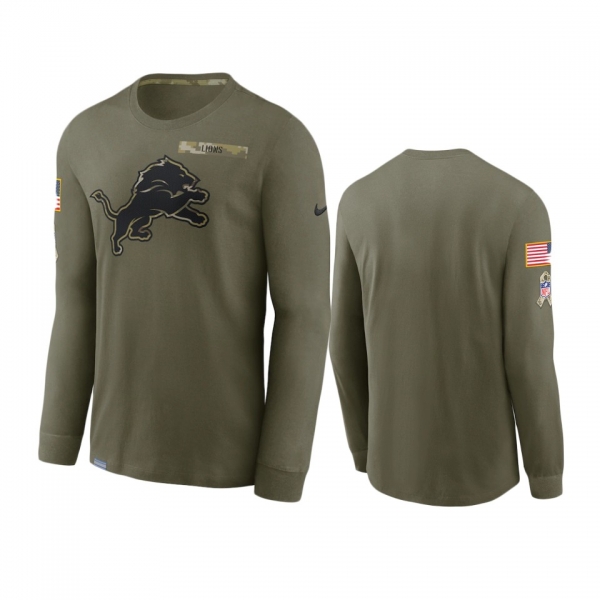 Detroit Lions Olive 2021 Salute To Service Performance Long Sleeve T-Shirt