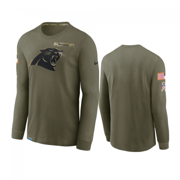 Carolina Panthers Olive 2021 Salute To Service Performance Long Sleeve T-Shirt