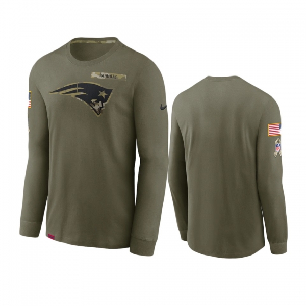 New England Patriots Olive 2021 Salute To Service Performance Long Sleeve T-Shirt