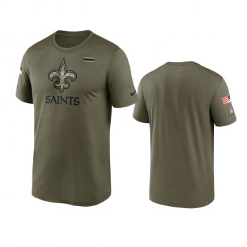 New Orleans Saints Olive 2021 Salute To Service Legend Performance T-Shirt