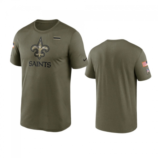 New Orleans Saints Olive 2021 Salute To Service Legend Performance T-Shirt