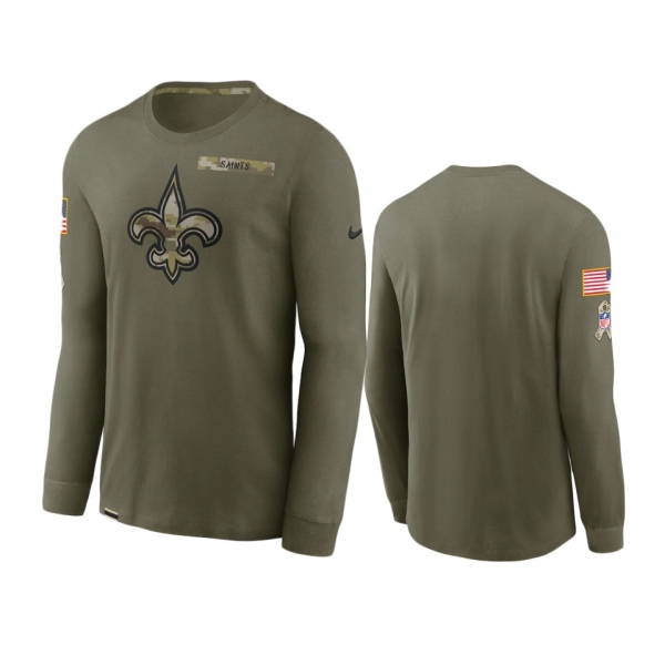 New Orleans Saints Olive 2021 Salute To Service Performance Long Sleeve T-Shirt