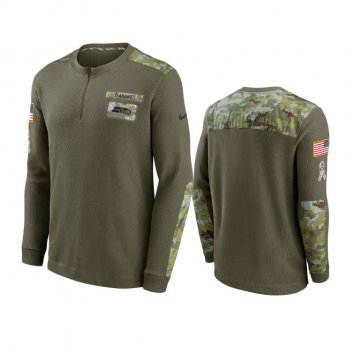 Men's Seattle Seahawks Olive 2021 Salute To Service Henley Thermal T-Shirt