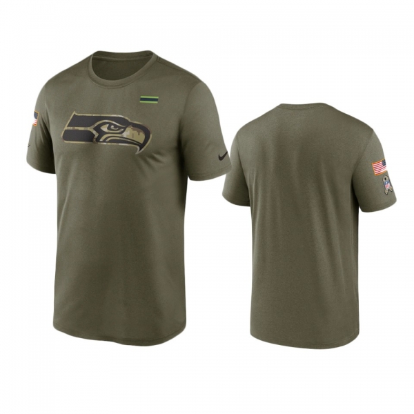 Seattle Seahawks Olive 2021 Salute To Service Legend Performance T-Shirt