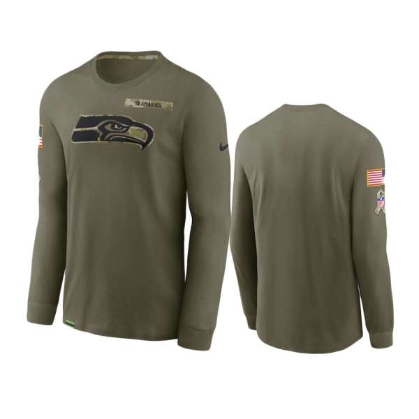 Seattle Seahawks Olive 2021 Salute To Service Performance Long Sleeve T-Shirt