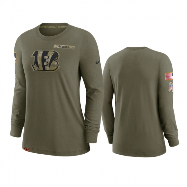 Women's Cincinnati Bengals Olive 2021 Salute To Service Performance Long Sleeve T-Shirt