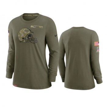 Women's Cleveland Browns Olive 2021 Salute To Service Performance Long Sleeve T-Shirt