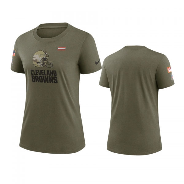 Women's Cleveland Browns Olive 2021 Salute To Service T-Shirt