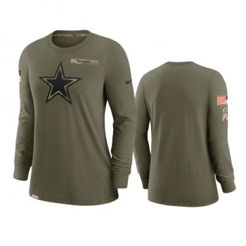 Women's Dallas Cowboys Olive 2021 Salute To Service Performance Long Sleeve T-Shirt