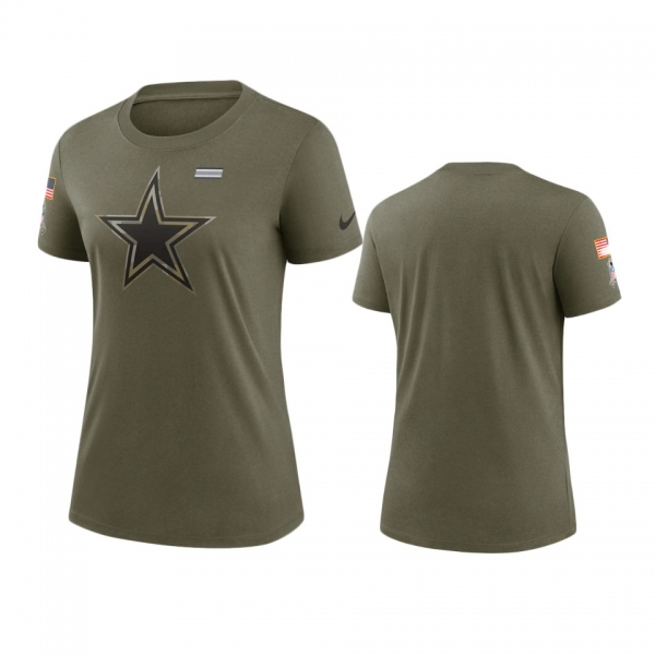 Women's Dallas Cowboys Olive 2021 Salute To Service T-Shirt