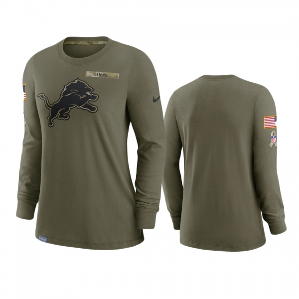 Women's Detroit Lions Olive 2021 Salute To Service Performance Long Sleeve T-Shirt