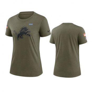 Women's Detroit Lions Olive 2021 Salute To Service T-Shirt