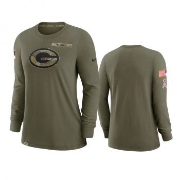 Women's Green Bay Packers Olive 2021 Salute To Service Performance Long Sleeve T-Shirt