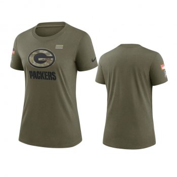 Women's Green Bay Packers Olive 2021 Salute To Service T-Shirt