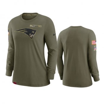 Women's New England Patriots Olive 2021 Salute To Service Performance Long Sleeve T-Shirt