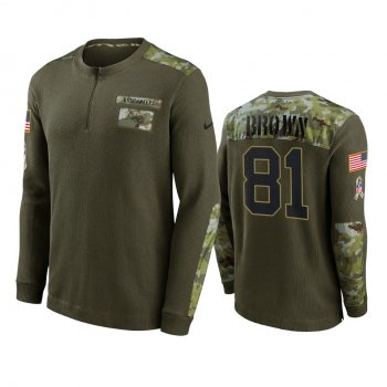 Men's Tampa Bay Buccaneers Antonio Brown Olive 2021 Salute To Service Henley Thermal T-Shirt