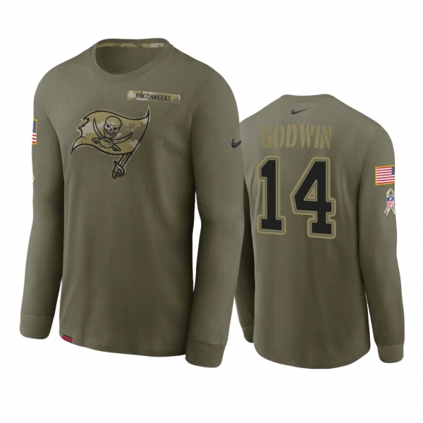 Tampa Bay Buccaneers Chris Godwin Olive 2021 Salute To Service Performance Long Sleeve T-Shirt