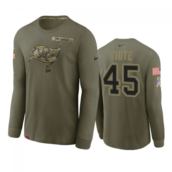 Tampa Bay Buccaneers Devin White Olive 2021 Salute To Service Performance Long Sleeve T-Shirt