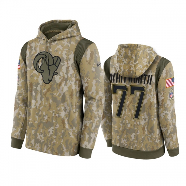 Los Angeles Rams Andrew Whitworth Camo 2021 Salute To Service Therma Hoodie