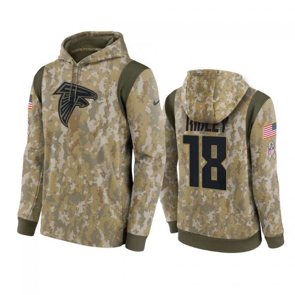 Atlanta Falcons Calvin Ridley Camo 2021 Salute To Service Therma Hoodie